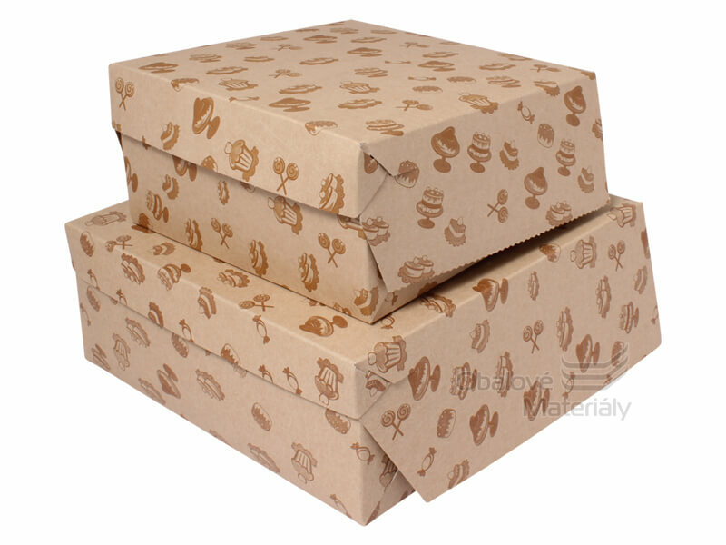 Papírová dortová krabice KRAFT s motivem 220*220*90 mm