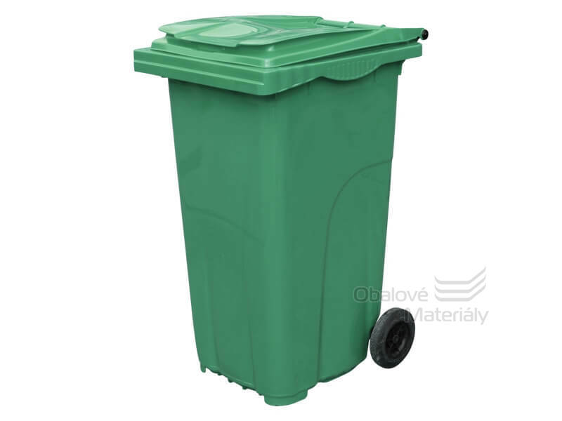Plastová popelnice 240 l, zelená, s kolečky