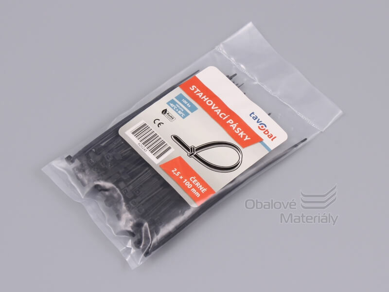 Stahovací pásky černé 2,5*100 mm, balení 100 ks