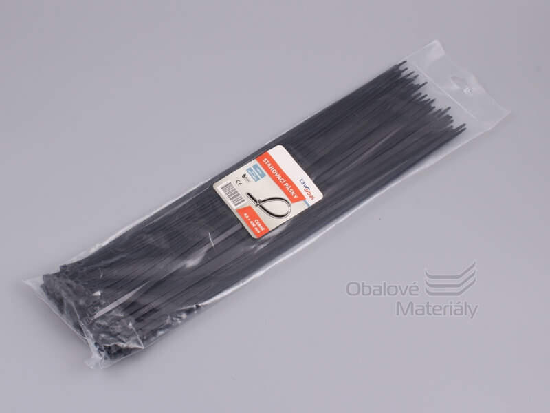 Stahovací pásky černé 4,6*400 mm, balení 100 ks