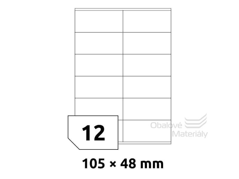 Samolepící etikety Rayfilm 105*48 mm, 12et./A4, 100 archů