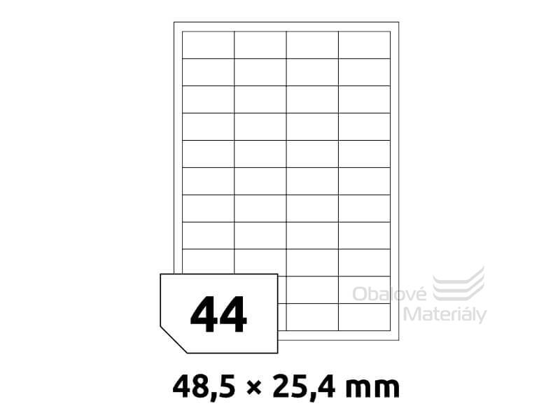 Samolepící etikety 48,5*25,4 mm, 44et./A4, 100 archů