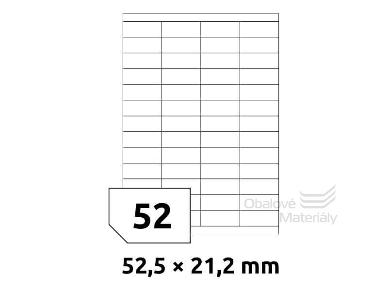 Samolepící etikety Rayfilm 52,5*21,2 mm, 52et./A4 100 archů