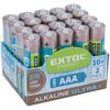 Baterie alkalické, 20 ks, 1,5V AAA (LR03), mikrotužkové Extol 42012