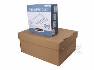 Archivační krabice s víkem 327*250*150 - 20ks, archivační spony - 50ks