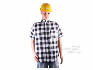 Pracovní košile flanelová s krátkým rukávem, bílo-černá, velikost M