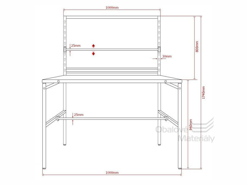 Kompletní balící stůl RedSteel 100*80 cm