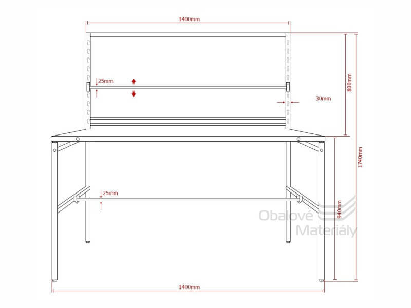 Kompletní balící stůl RedSteel 140*80 cm