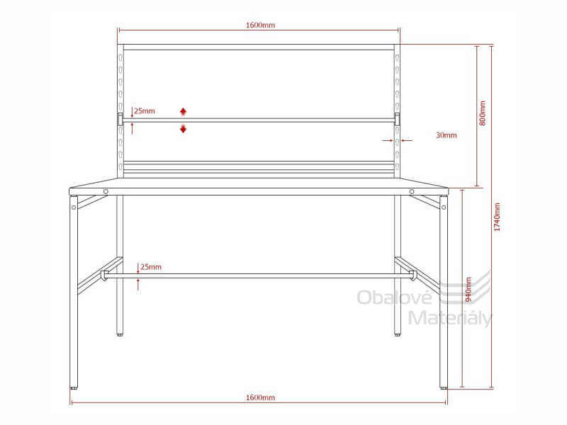 Kompletní balící stůl RedSteel 160*80 cm