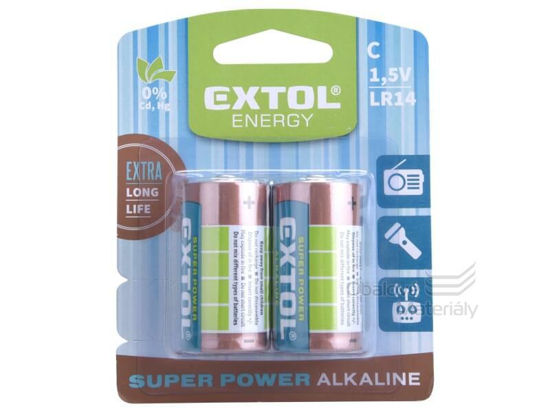 Baterie alkalické, 2 ks, 1,5V C (LR14), Extol 42014