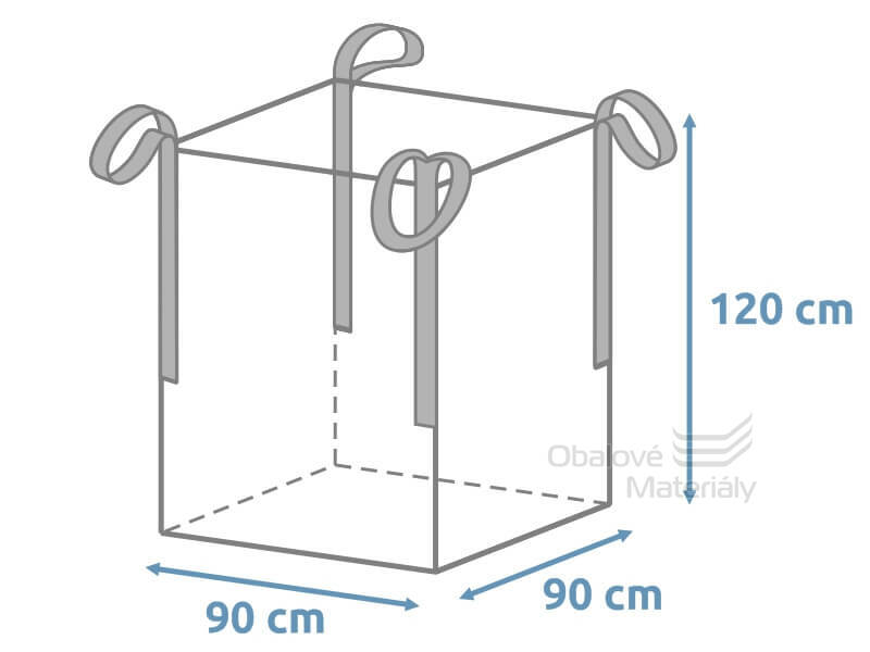 Big bag 90*90*120 cm, 4 popruhy, nosnost 1000 kg