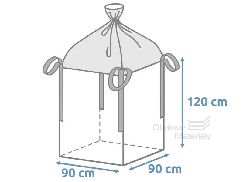 Big bag 90*90*120 cm, 4 popruhy se zástěrou, nosnost 1000 kg