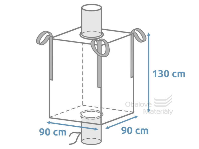 Big bag 90*90*130 cm, 4 popruhy, nosnost 1000 kg