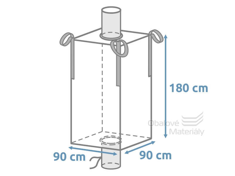 Big bag 90*90*180 cm, 4 popruhy, nosnost 1000 kg