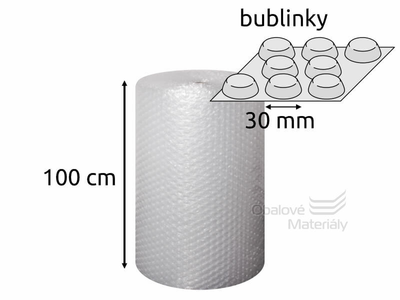 Bublinková fólie - velké bubliny, průměr 3 cm, role 100cm*50m