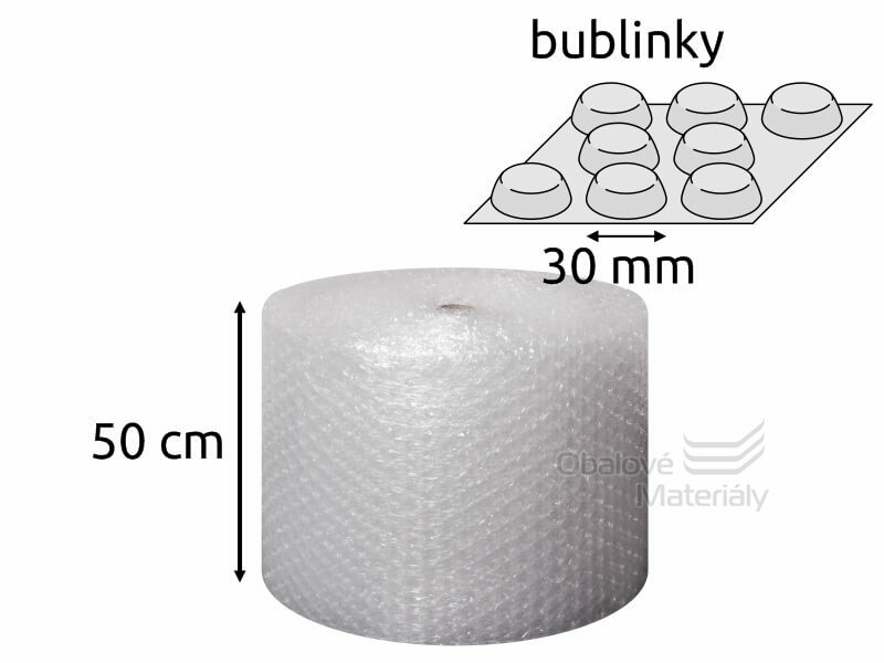 Bublinková fólie - velké bubliny, průměr 3 cm, role 50cm*50m