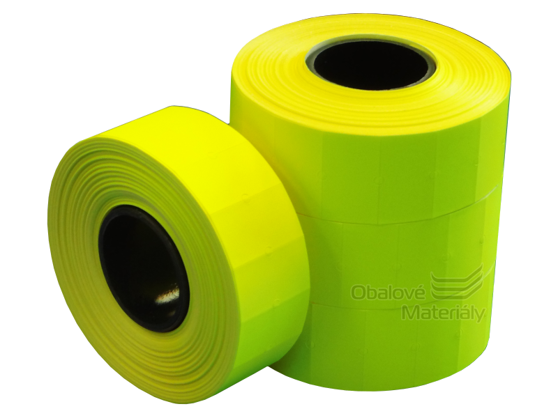 Cenové etikety REFLEXNÍ ŽLUTÉ pro jednořádkové kleště 8 míst 22*12 mm