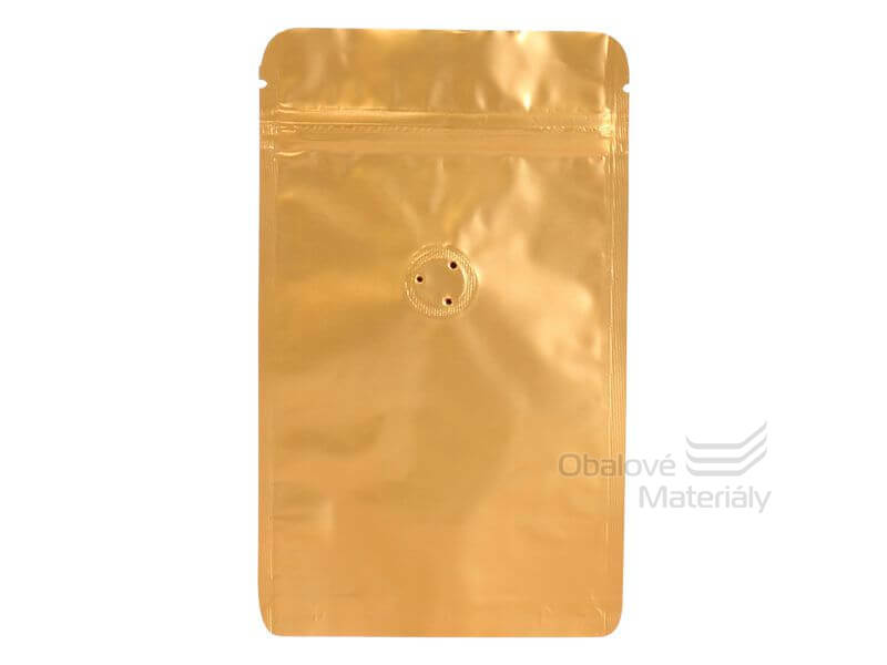 Doypack sáček s ventilem 110*185 mm, 75 g, zlatý mat, 10 ks