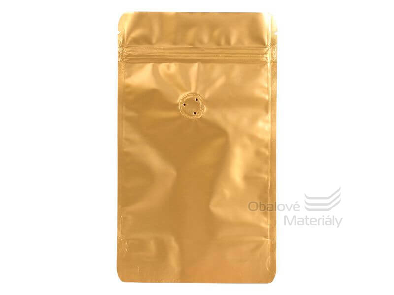 Doypack sáček s ventilem 130*225 mm, 150 g, zlatý mat, 100 ks