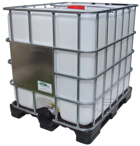 IBC kontejner, objem 1000 l, použitý, vyčištěný, zahradní nádrž na vodu