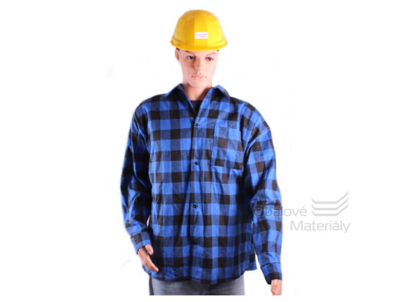 Pracovní košile flanelová s dlouhým rukávem, modro-černá