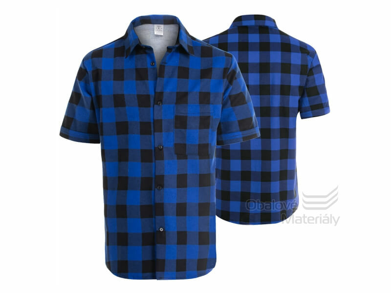 Pracovní košile flanelová s krátkým rukávem, modro-černá, velikost M
