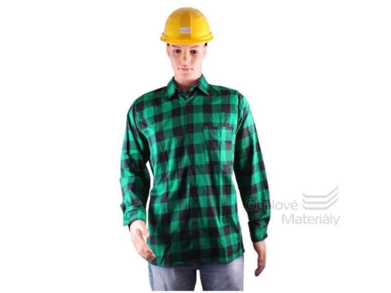 Pracovní košile flanelová s dlouhým rukávem, zeleno-černá
