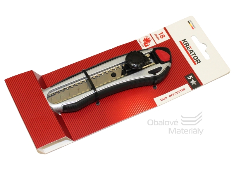 Hliníkový odlamovací nůž KREATOR - 18 mm s aretačním kolečkem