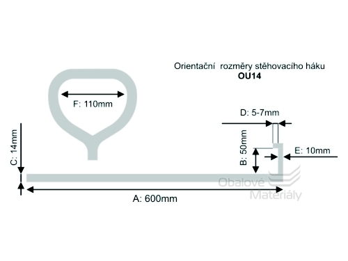 Stěhovací hák OU14, ocelový, délka 60 cm