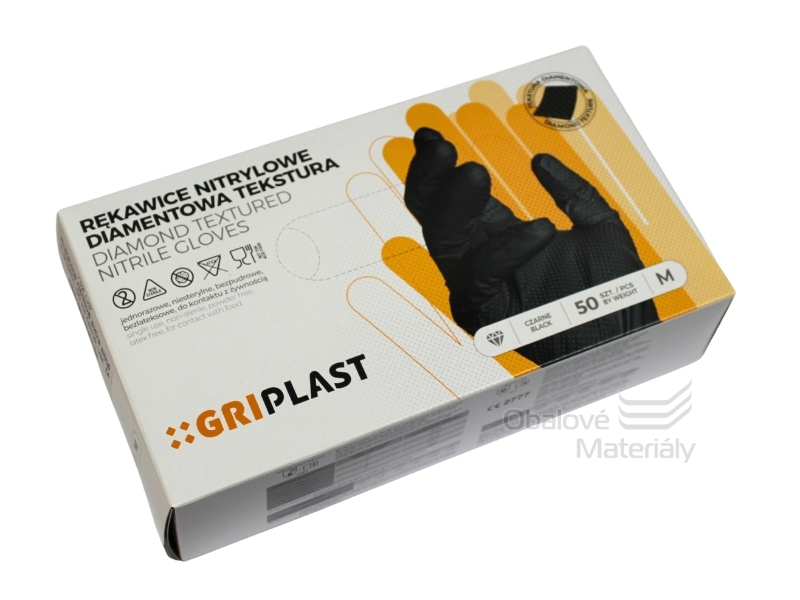 Rukavice nitrilové extra silné s gripem, 50 ks černé, vel. L