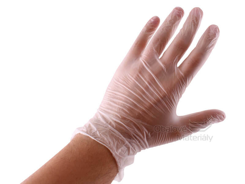 Vinylové jednorázové rukavice, světlé transparentní, 100 ks v balení