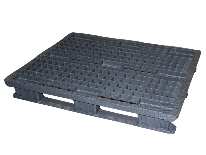 Paleta lehká s ližinami 1200*1000*160 mm, černá, materiál PE