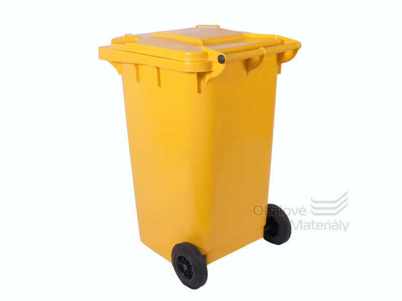 Plastová popelnice 240 l, žlutá, s kolečky