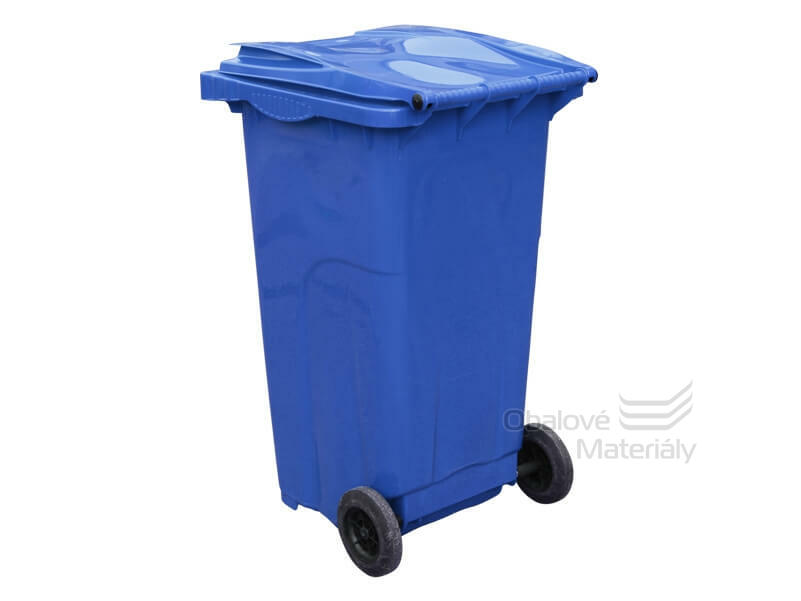 Plastová popelnice 240 l, modrá, s kolečky