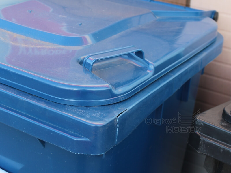 Plastová popelnice 240 l, modrá barva, s kolečky - 2. jakost