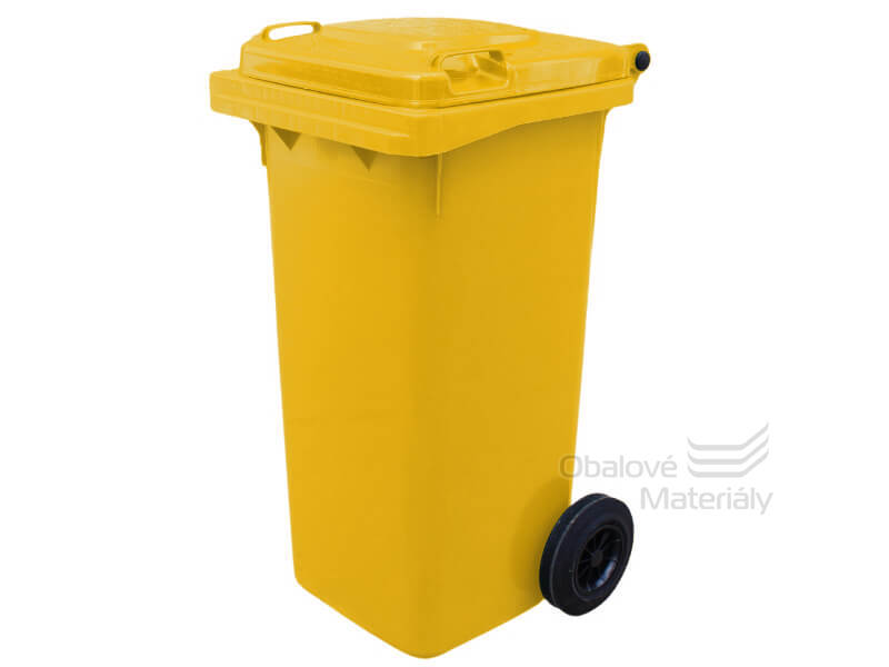 Plastová popelnice 120 l, žlutá, s kolečky
