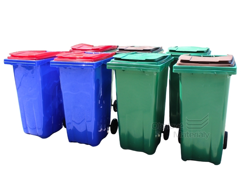 Plastová popelnice 240 l, různé barvy, s kolečky - 2. jakost