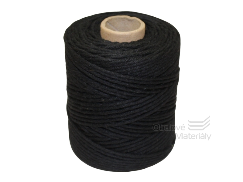 Provázek bavlněný černý 110m, tloušťka 2 mm