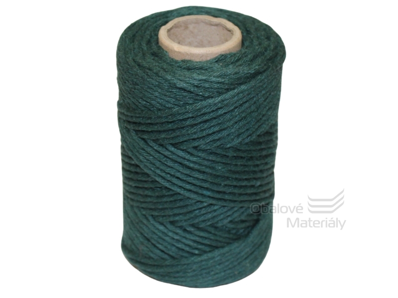 Provázek bavlněný zelený 57m, tloušťka 2 mm