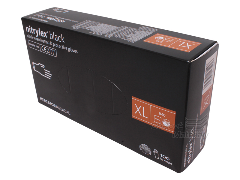 Rukavice nitrilové - pro styk s potravinami 100ks černé, bezpudrové, vel. XL