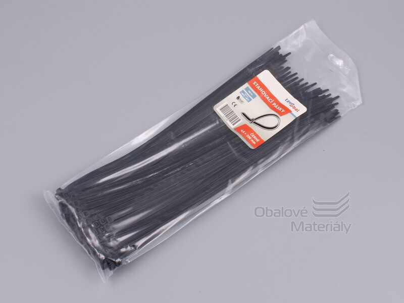 Stahovací pásky černé 4,6*300 mm, balení 100 ks