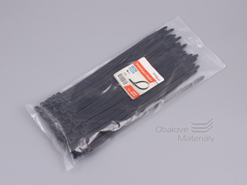 Stahovací pásky černé 7,6*300 mm, balení 100 ks
