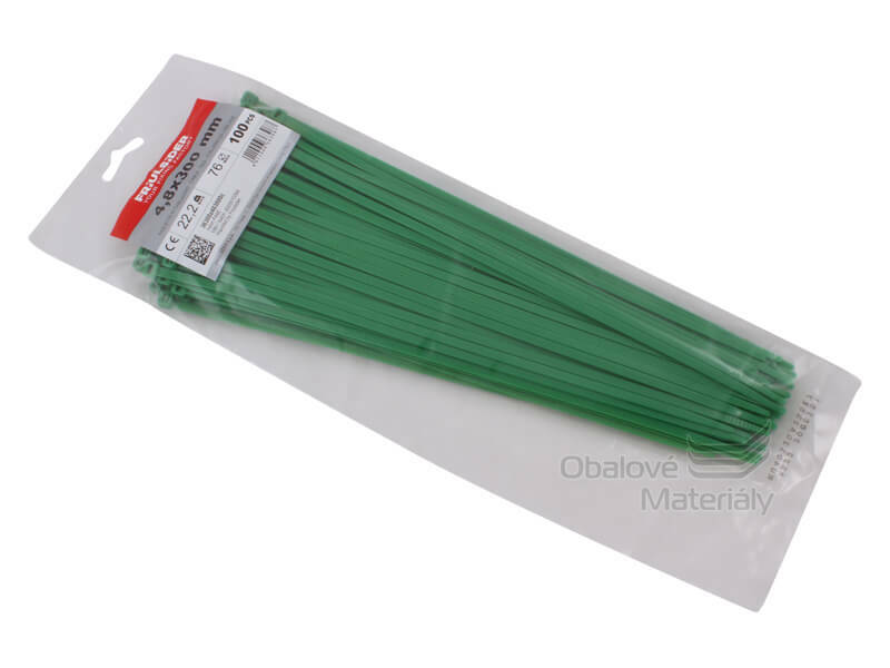Stahovací pásky zelené 4,8*300 mm, balení 100 ks
