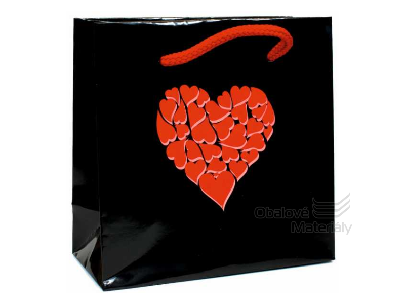 Papírová dárková taška s motivem srdce, 15*7*15 cm