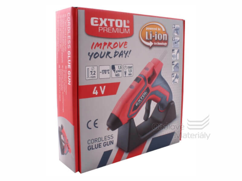 EXTOL PREMIUM Pistole tavná aku, 4V Li-ion, 1500mAh