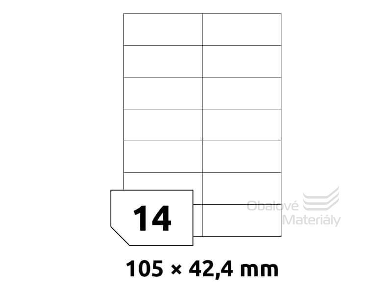 Samolepící etikety Rayfilm 105*42,4 mm, 14et./A4, 100 archů
