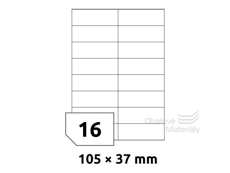 Samolepící etikety Rayfilm 105*37 mm, 16et./A4, 100 archů