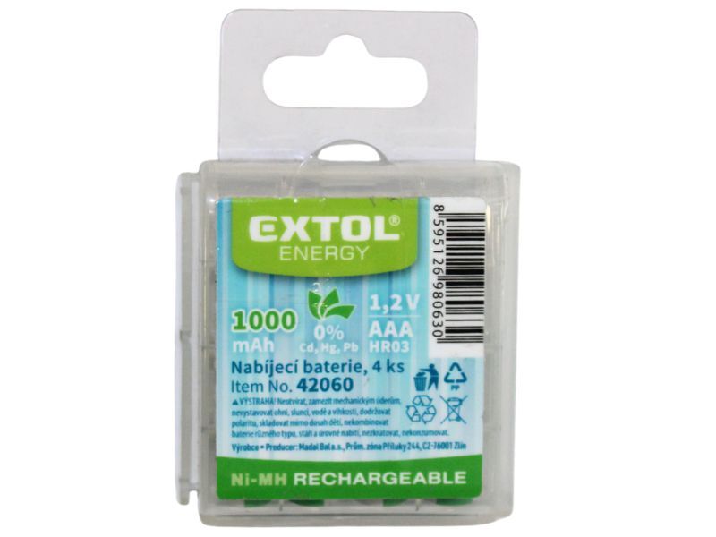 EXTOL ENERGY AAA 1000mAh 4ks 42060 nabíjecí baterie