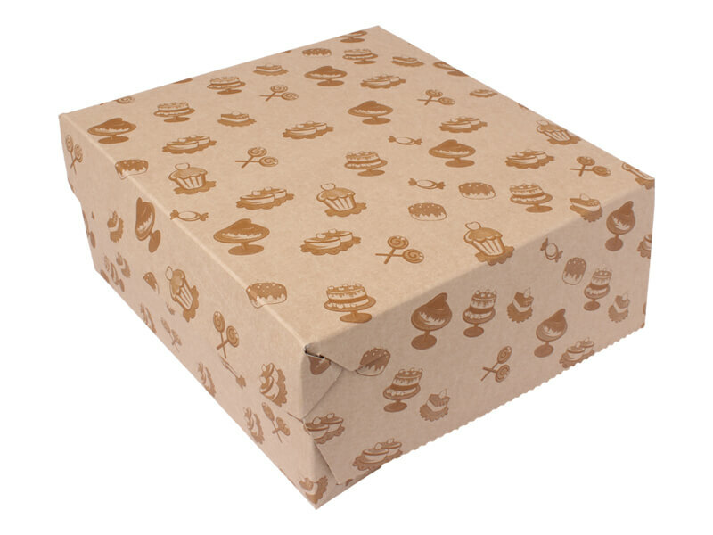 Levně TAVOBAL Papírová dortová krabice KRAFT s motivem 220*220*90 mm