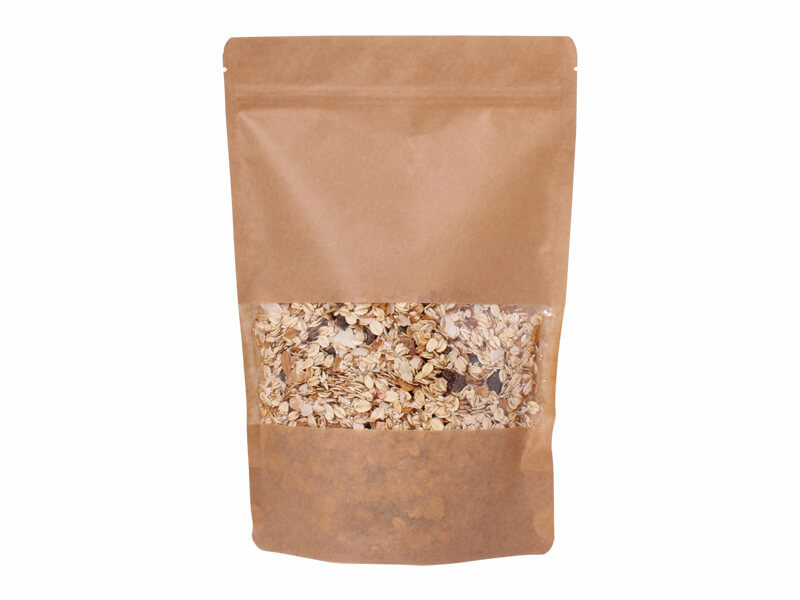 Doypack sáček 200*300 mm, 2000 ml, s menším okénkem, papírový, 100 ks